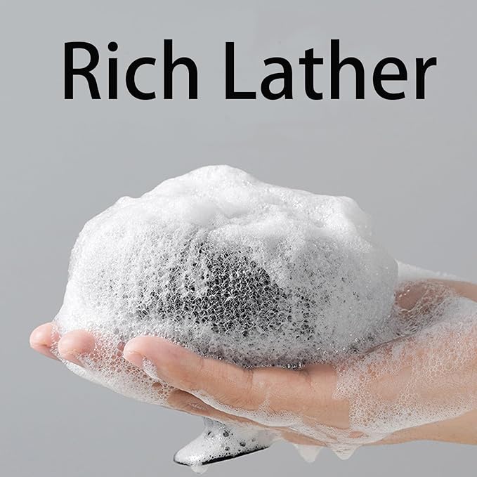 2Pcs Bath Sponge Shower Loofah, Exfoliating Body Scrubber, Upgrade Large 2-in-1 Sunflower Bath Ball with Suction Cup Non-Slip Handle, Bath Sponges for Men Women(Grey&Black)