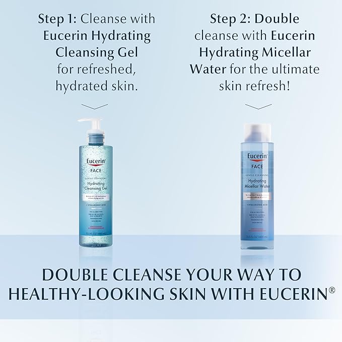 Eucerin Face Gentle Cleansing Hydrating Cleansing Gel,Daily Face Wash and Makeup Remover with Hyaluronic Acid,13.5 Fl Oz Bottle,(Pack of 2)
