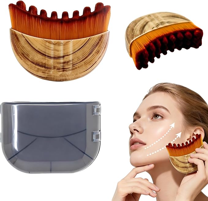 Lymphatic Contour Face Brush, Super Soft Manual Lymphatic Drainage Massager for Sculpting, Relieve Fatigue & Reduce Puffiness, with Portable Case Suitable for Facial Cleansing and Massage (1-PCS)