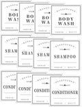 12PCS Bathroom Labels for Bottles,Minimalist Bathroom Organization Labels,Waterproof Bottle Labels for Shampoo Conditioner Body Wash(White)