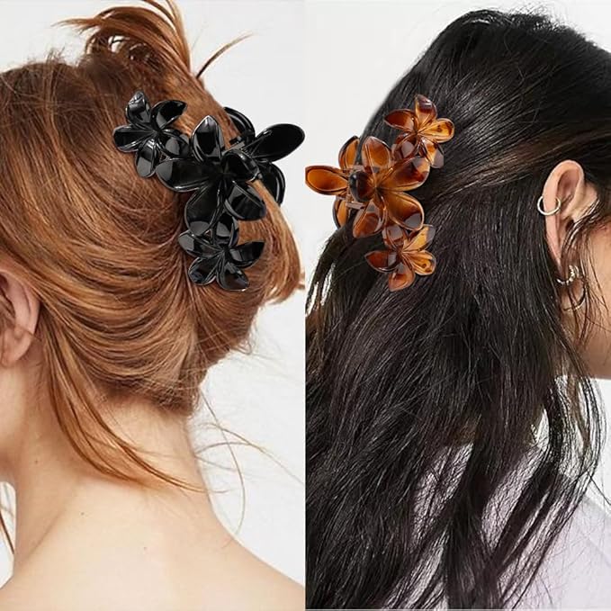 Ahoney 6PCS Hibiscus Flower Hair Clips for Women Strong Hold Nonslip Large Big Flower Claw Clip for Thick Hair, Hawaiian Hair Clips Beach Hair Accessories for Women Girls