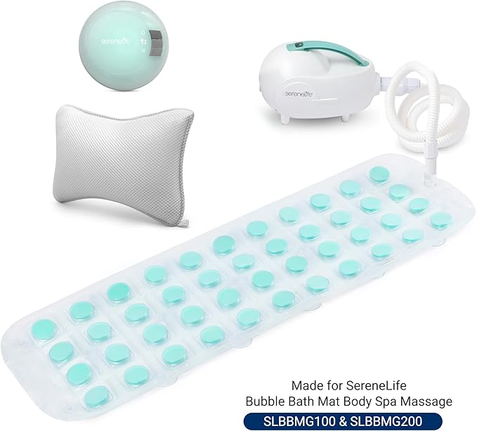 SereneLife Bath Pillow - Comfortable Tub Pillow with 4D Mesh & Suction Cups | Quick-Drying, Breathable & Thick Cushioned, Fits Standard Tubs, Supports Neck & Spine, Works with SereneLife Massage Mats