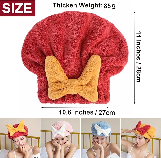 Ultra Absorbent Hair Quick Drying Towel for Women Girls New Microfiber Hair Towel Wrap Dry Turban Soft Bow Tie Plopping Head Towels Shower Cap for Kids (Blue)