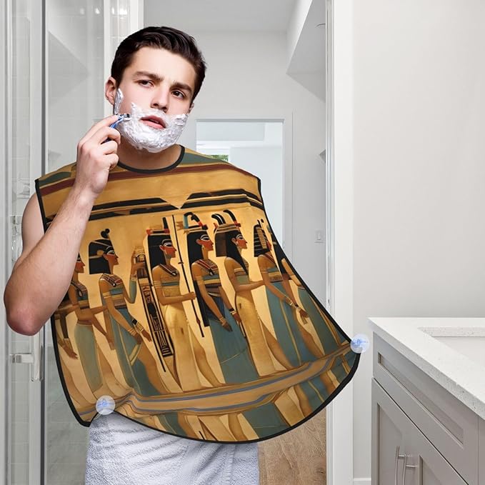 Yellow Flowers Butterflies Print Beard Bib Shaving Apron, Beard Hair Trimming Cape Gift For Dad