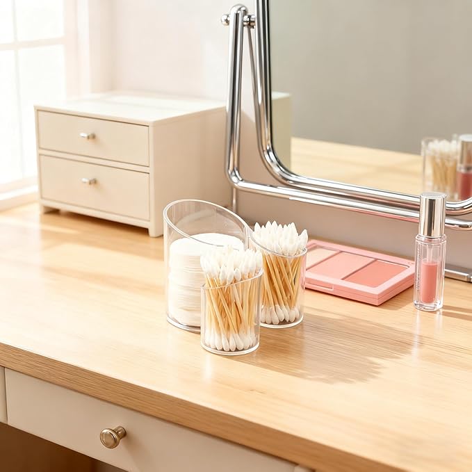 Cotton Pad Holder for Bathroom, cotton round holders Cups Dental Floss Dispenser, Vanity Makeup Organizer Storage Organizer for Cotton Pad QTips Paper Cup Floss