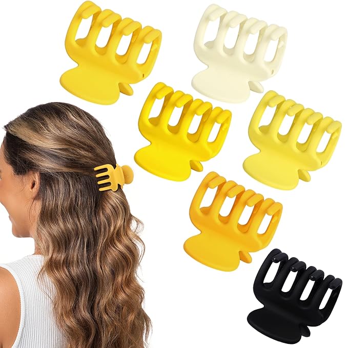 6 Pcs Hair Clips Small Claw Clips for Thin Hair Medium Matte Non-slip Hair Accessories for Women and Girls (Yellow)