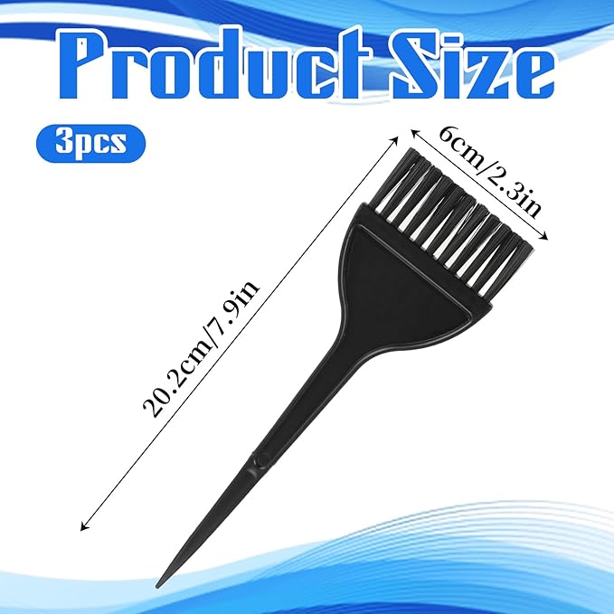 3 PCS Hair Dye Brush, Black Hair Color Brushes Reusable Tint Coloring Dying Brush Kit for Hairstylist Reusable Color-Tint Applicator Women Men Salon and Home DIY Dyeing