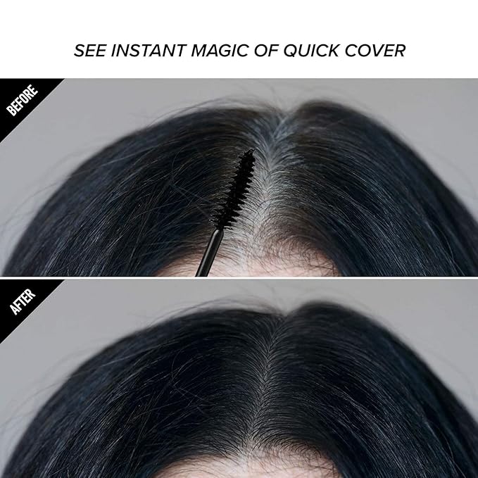 RED by Kiss Quick Cover Gray Hair Touch Up, Root Touch Up, Moisturize and Shine, Brush Type & Stick Type Set (Jet Black)