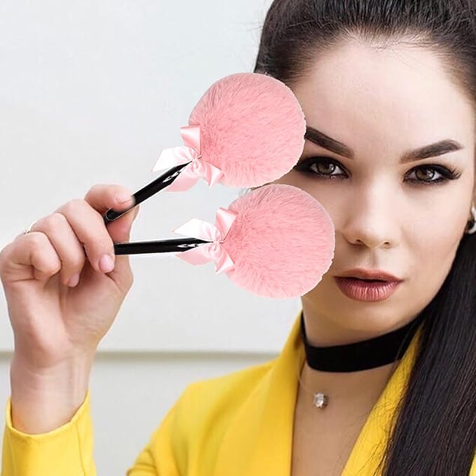 Lollipop Shape Setting Powder Puff,Fluffy Body Powder with Long Handle,Soft Cosmetic Makeup Puffs Women,Cosmetic Applicator for Setting Loose Dusting Blender & BodyPowder Application (pink)
