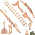 NESTIQUE 10 in 1 Wood Therapy Massage Tools for Body Shaping - Lymphatic Drainage Tools with Gua Sha Stone for Muscle Pain Relief – Maderoterapia Kit Professional for Body Sculpting