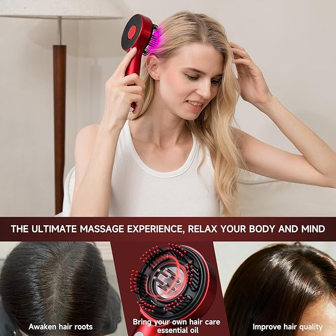 Trvtve 3-in-1 Electric Scalp Massage Comb, Hair Oil Applicator, Five-Level Head Scratching, Soothing and Relaxing to Prevent Hair Loss, Portable Home Massage Comb for Men and Women, Ipx7 Waterproof