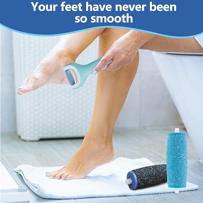 11 Pack Replacement Roller Heads for amop Pedi Perfect Refills Electronic Foot File, Include 6 Extra Coarse & 5 Regular Coarse Replacement Heads Compatible with Amop (Black+Blue)
