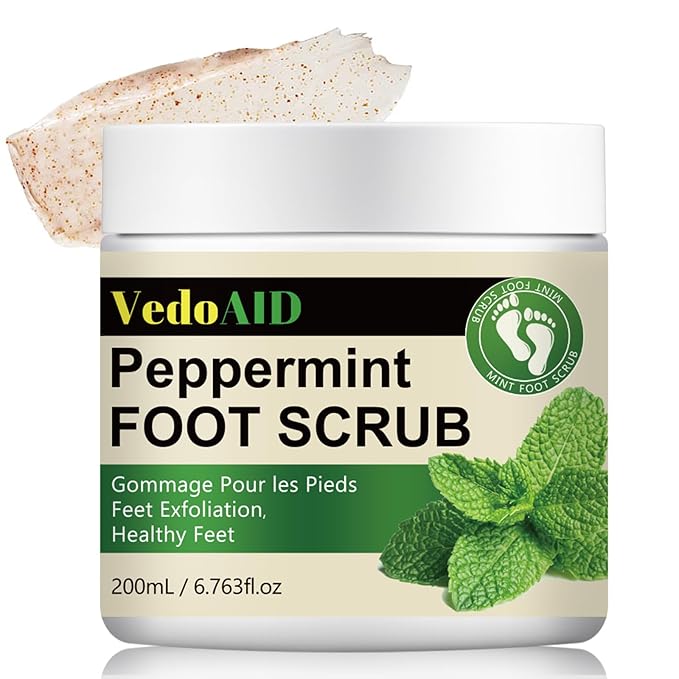Peppermint Foot Scrub – Natural Exfoliating Cream for Dry, Cracked Feet | Soothes Tired Feet, Removes Dead Skin | Mint & Pumice Formula | 200ml