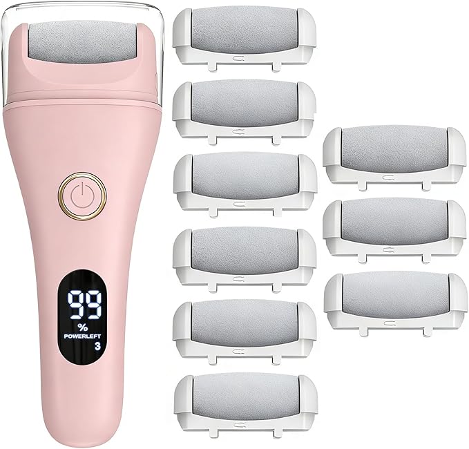 Electric Foot File Callus Remover for Feet - 9pcs Larger Grinding Head&3Speed, Pedicure Kit Foot Scrubber Deadskin Callus Remover, Foot Care Kit Pedicure Tools for Dead Skin Callus Hardskin Dry Cracks
