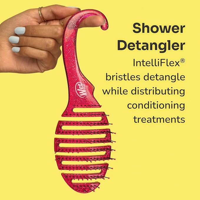 Wet Brush Shower Hair Brush Detangler - Exclusive Ultra-soft IntelliFlex Bristles - Minimizes Pain And Protects Against Split Ends and Breakage - Comb For Women, Men, Wet & Dry Hair - Black Glitter