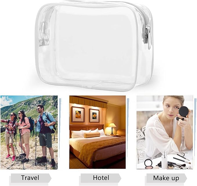 20 Pack Clear Cosmetics Bags for Women Men Waterproof Toiletry Bags PVC Makeup Bags Organizer Case with Zipper for Travel Bathroom (20 White(Large))