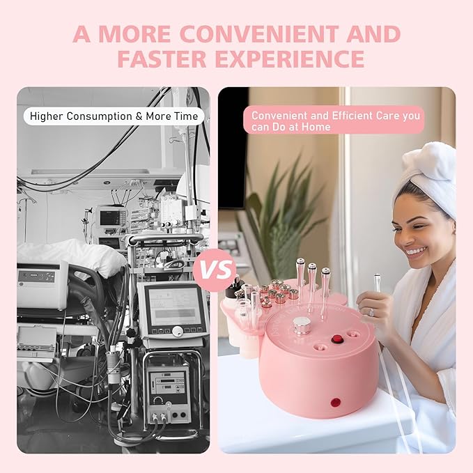 3 in 1 Diamond Micro DermaBrasion Machine,Mcwdoit Professional Dermabrasion Facial Skin Care Device with Wand, Spray Bottle and Vacuum Glass Tube for Personal Home Beauty Salon Use-Pink