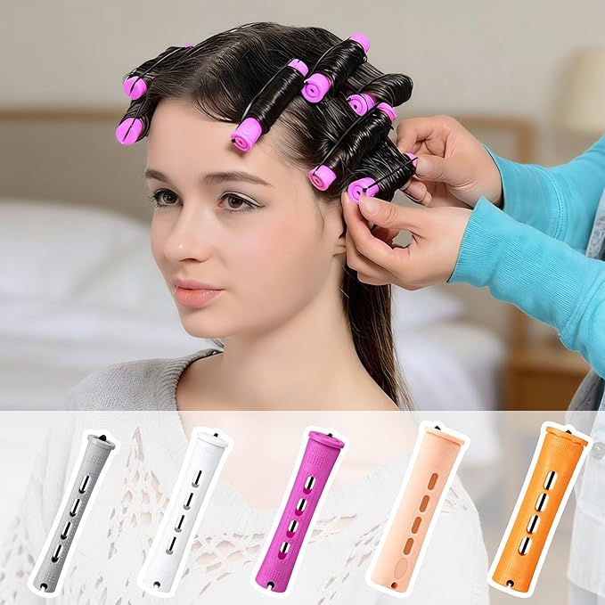 60 Pcs Perm Rods for Long Hair, Cold Wave Perm Rods Set for Women's Long & Short Plastic Curling Rollers for Hair Curling and DIY Hairdressing Styling Tool（0.75 x 3.22 inches）