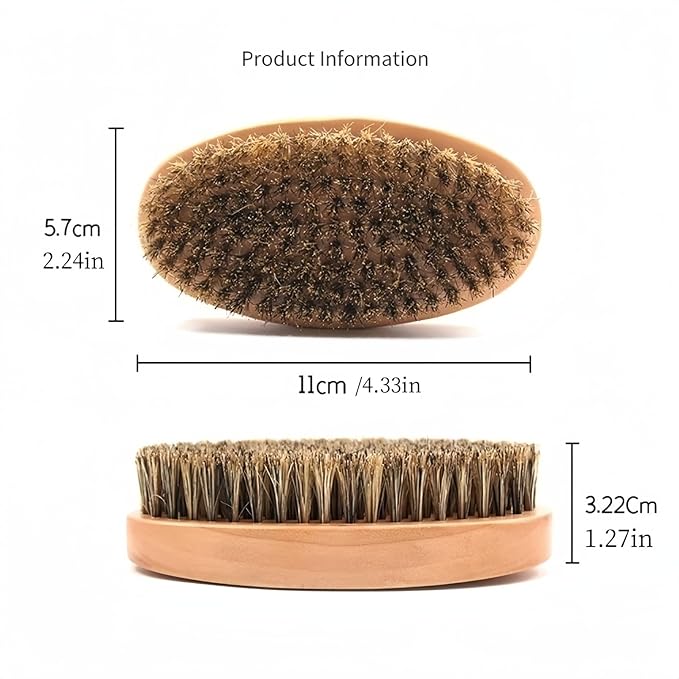 Boar Bristle Hair Beard Brush - Smoothing Travel Hairbrush with Soft Boar Bristles for Men & Women, Thick Coarse Hair, Brown