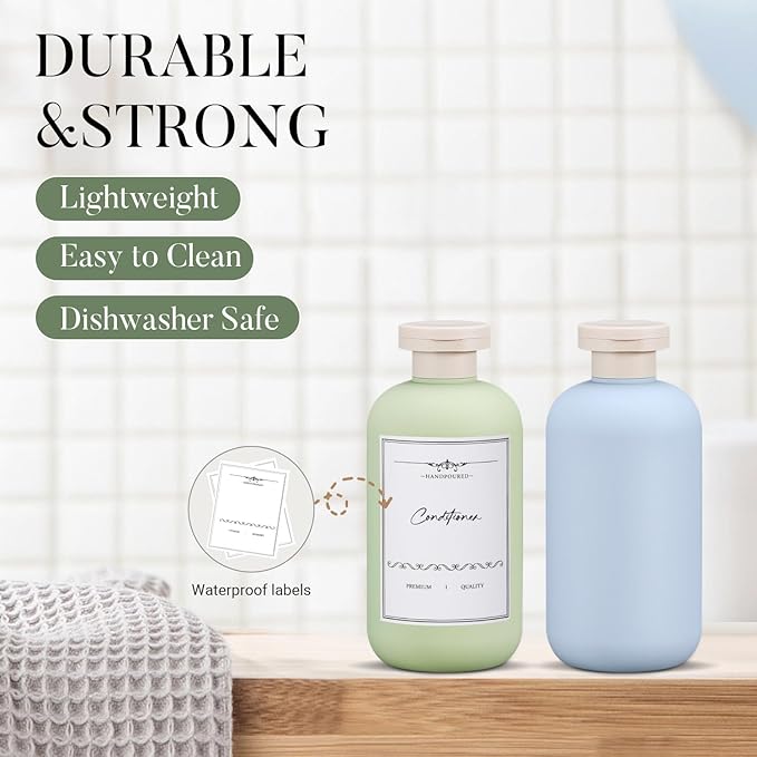 3 PACK Travel Shampoo Bottle, Empty Plastic Squeeze Bottles 6.8oz with Flip Cap, Lotion Container for Toiletries Travel Size Shampoo and Conditioner