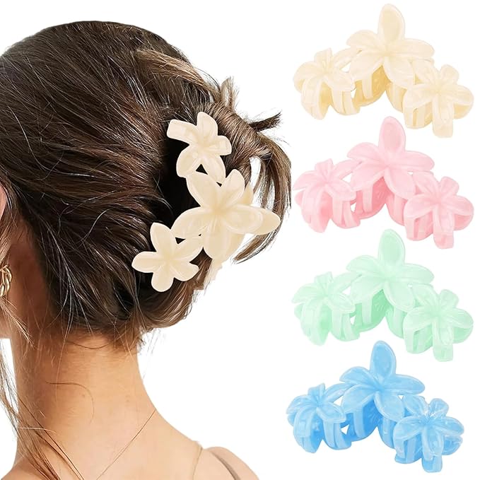 Flower Hair Clips for Women Flower Claw Clips Non-slip Cute Hair Claws Floral Neutral Colors Hair Accessories for Women Girls
