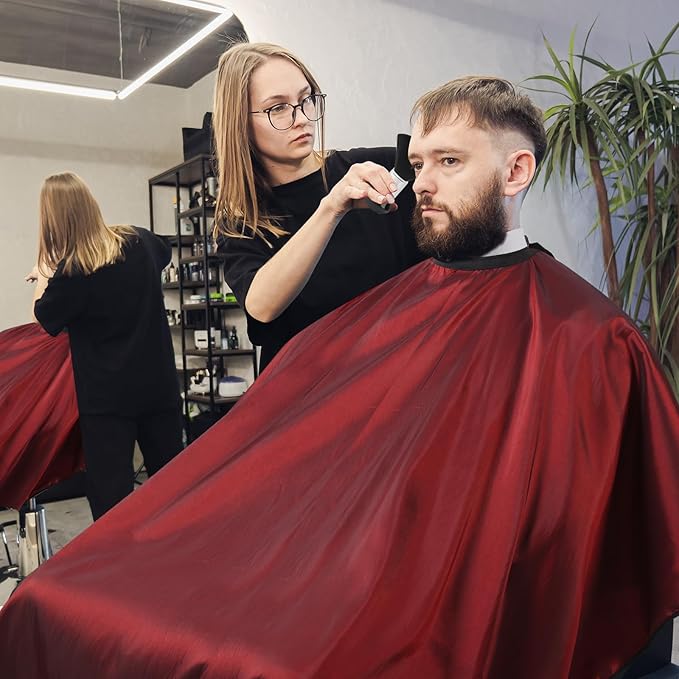 hair cutting cape set, salon barber cape with duster brush and disposable barber neck strip Salon Barber Cape for Men, Women