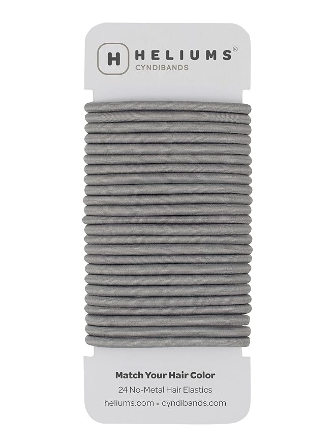 Cyndibands Elastic Hair Ties – Gray - No Damage 4mm Ponytail Holders for Women & Kids, 24-Pack Hair Elastics in Neutral Colors