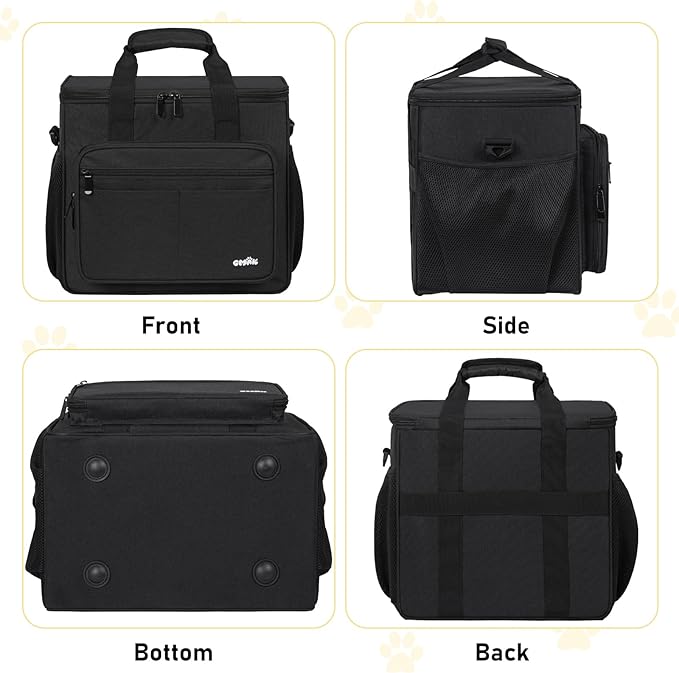 GMAK Large Pet Grooming Bag, Dog Grooming Tote Bags Supplies Organizer Case Pets Tools Organizer Tote for Dog Cat Grooming Tool Kit and Accessories, Black(Bag Only)