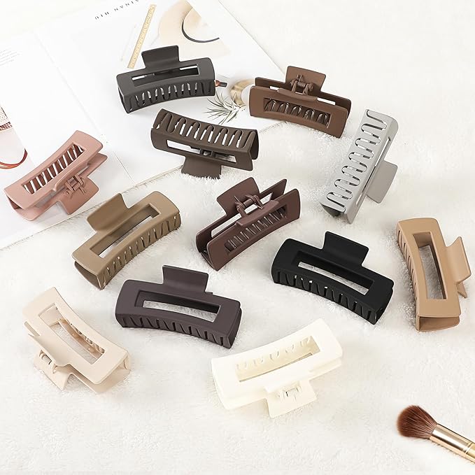 4.1 Inch Large Hair Claw Clips 12 Pcs Big Claw for Thick Hair Square Hair Clips Jumbo Jaw Clips Bulk Hair Accessories for women and Girls (Regular)