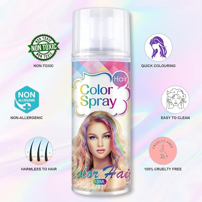 Temporary Hair Color Spray, Purple One-Time Use Hair Color Dye for Women and Kids, Disposable Natural Hair Dye-On 1-Day Washable for Cosplay Party DIY,Christmas Party, Halloween (Purple)