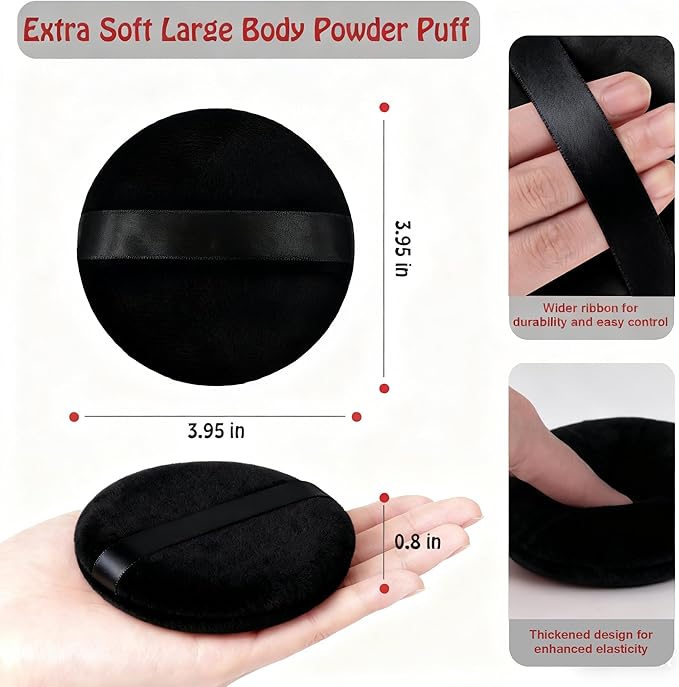 Body Powder Puff Extra Soft Large 3.95" Dusting Powder Puff for Women Bath and Face Makeup Setting Powder Applicator - Perfect for Talcum or Loose Powder, Big Beauty Sponge