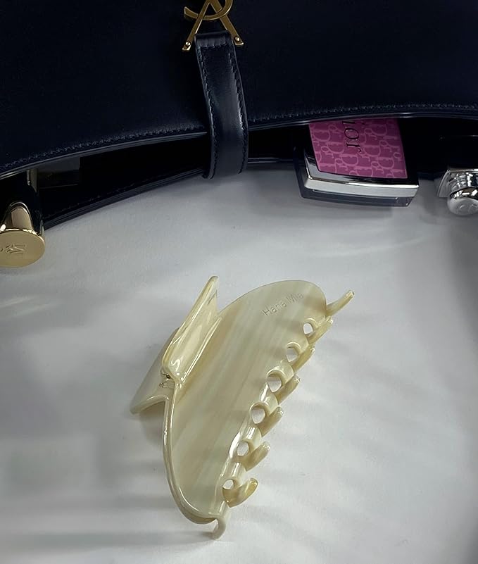 Luxury Cream Claw Clip for Women | Our Acetate Cream Hair Clip Feels Light, Looks Smooth and is Easy to Wear | Use for easy Half Ups with No Snagging and a Secure Grip in a Large Four Inch Size