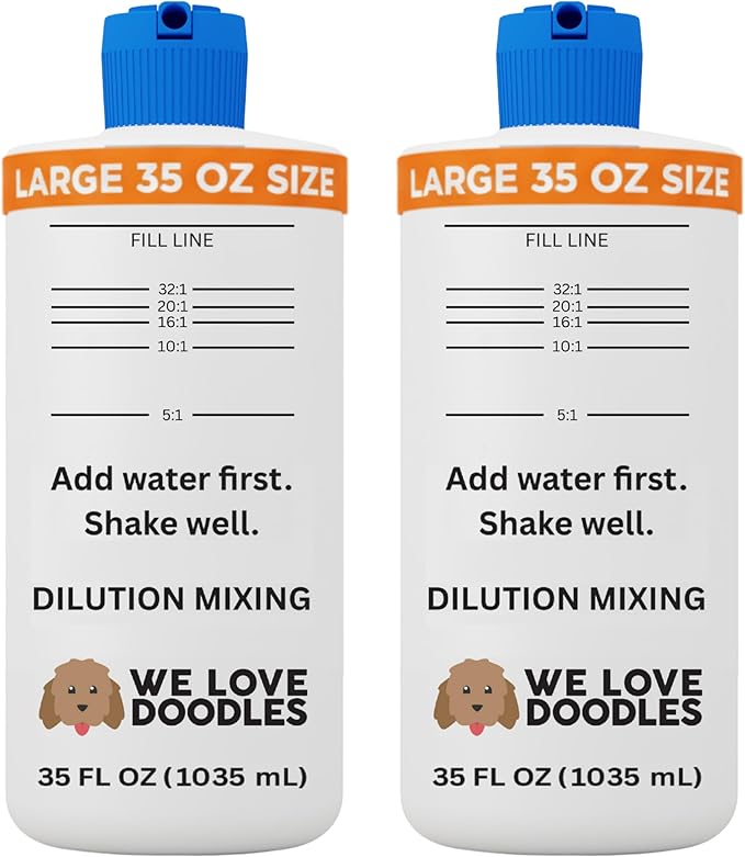 Dilution Bottle for Dog Shampoo, Mixing Bottle for Professional and Home Grooming, for Shampoo, Conditioner, and Solutions, Unscented, 35 oz, 1 Pack [We Love Doodles]