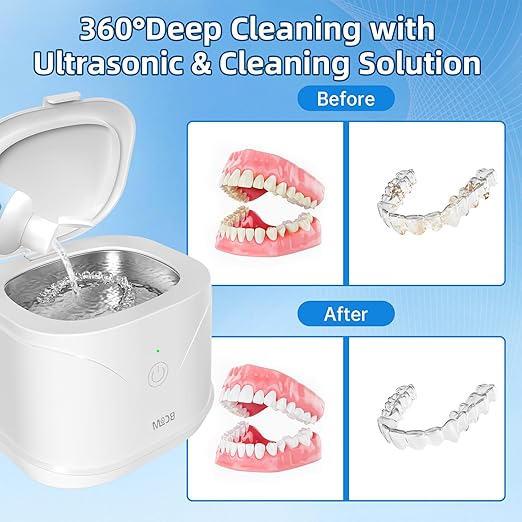 BCOM Ultrasonic Retainer Cleaner Solution, Jewelry Cleaner Solution Deep Clean for Retainer, Mouthguards, Night Guards, Aligners and Jewelry Ring, Odor Stain Remover for Ultrasonic Machines (8.5 oz)