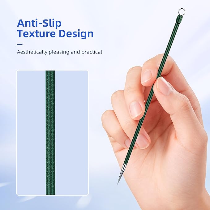 Pimple Popper Tool Kit - 7 Pcs Blackhead Remover Comedone Extractor Kit with Box for Quick and Easy Removal of Pimples, Blackheads, Zit Removing, Forehead,Facial and Nose (Green)