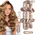 Jumbo Heatless Hair Curler Set-Satin Heatless Curls Overnight, Jumbo Curling Rod Headband, No Heat Curlers To Sleep in (Beige)