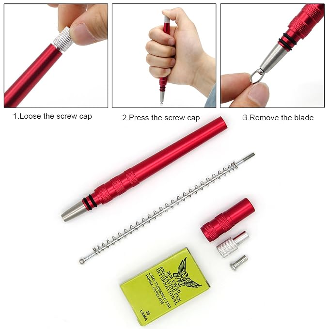AHIER Hair Razor Pen, Tattoo Trim Styling Face Eyebrow Shaping Device, Engraved With 20 Blades, DIY Styling Eyebrows Beards Tool
