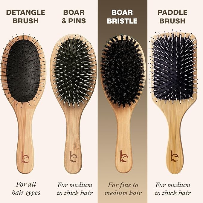 Boar Bristle Hair Brush for Women and Men, Natural 100% Soft Boars Hairbrush for Fine and Thin Hair
