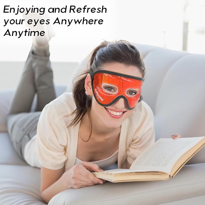2Packs Cooling Eye Masks, Ice Eye Mask Cold Compress for Eyes, Reusable Cold Gel Eye Mask for Eye Relaxation, Comfort Snug Fit, Eye Cover for Home, Office, Black & Orange