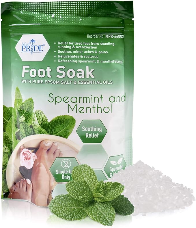 MED PRIDE Menthol Epsom Bath Salts for Pain Relief, Soothing Muscle Recovery & Relaxation with Essential Oils (Foot Soak 19.2 Ounce (Pack of 1))