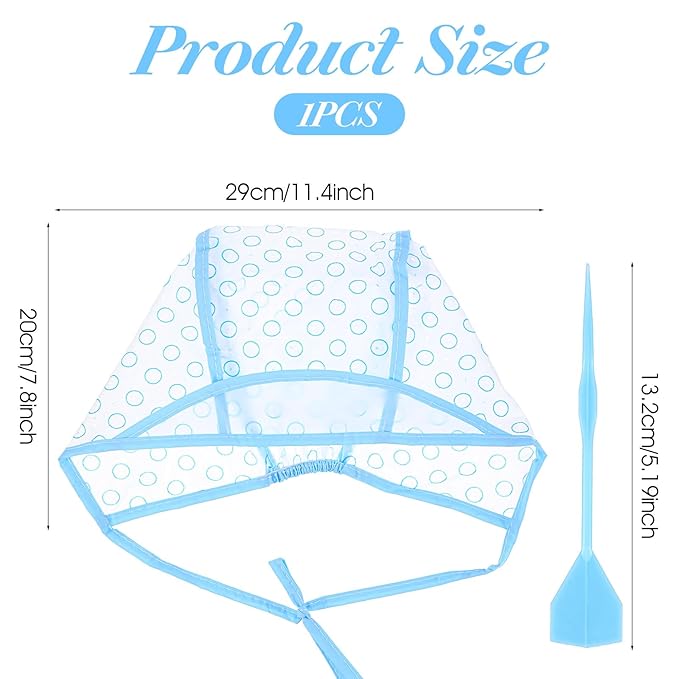 Hair Highlight Cap Blue Hair Highlighting Cap Kit Coloring Frosting Dye Kit with Plastic Crochet Hook Highlight Caps for Salon DIY Dyeing Hairdressing