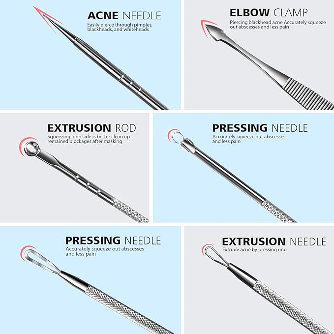 Teenitor 7 in 1 Pimple Popper Tool Kit - Blackhead Remover, Pimple Extractor, Comedone Extractor for Face
