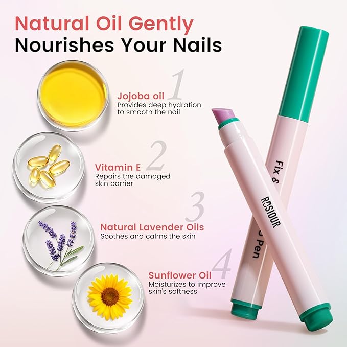 Ceramic Cuticle Oil Pusher Pen - Cuticle Remover Kit for Nails, Nail Care Tool with Nail Clipper Nail Buffer for Hangnails, Dry & Damaged Nails, Moisturize Strengthen Brighten