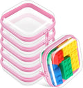 Sanwuta 6 Pcs Clear Hard Zipper Case Plastic Zipper Pouches Transparent Makeup Bag Pencil Case Pouches Toiletry Diaper Bag for Travel Toy Storage Organizer Bins(Pink,5 x 5 x 2 Inch)