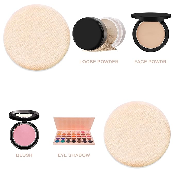 Powder Puff For Face Makeup Setting 12 PCS Mini Pressed Loose Powder Body Make Up Sponge Blending Applicator Cosmetics Small Velour Beauty Press Foundation Pads Wet And Dry Makeup