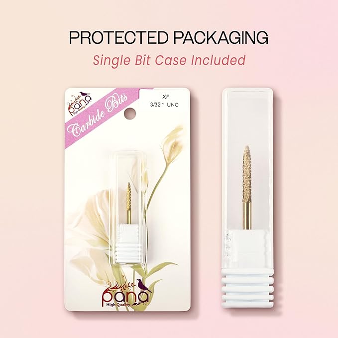 PANA 3/32" Carbide Cuticle Nail Drill Bit for Cuticle Cleaning, Dead Skin Removal, Gel Polish & Acrylic Removal, Under Nail Cleaner, Nail Salon, Manicure Tools (UNC - Gold, Extra Fine)