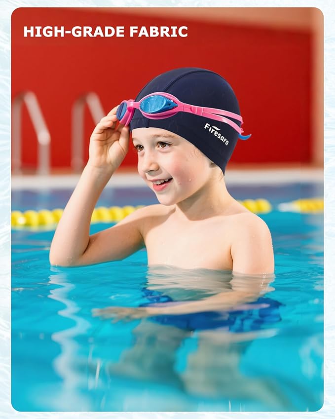 Firesara Fishtail Fabric Swim Cap for Men Women, Breathable High Elasticity Swimming Cap Hair Protection Quick Dry Soft for Long Hair Short Hair, Kids Boys and Girls