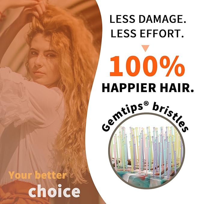Detangling Wet Hair Brush for Thin or Straight Hair, Vented Detangler Hairbrush with Double-Layered Ultra and Soft-Nylon Bristles for Wet or Dry Hair, Gift for Women Girls Kids