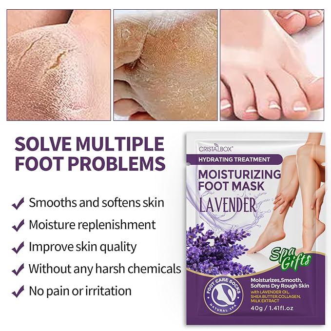 6 Pack Moisturizing Foot Mask,Hydrating Foot Masks for Dry Cracked Feet,Moisturizing Socks Dry Skin Moisturizer for Soft and Smooth Touch Feet,Foot Care Spa Gifts for Women Men Easter Basket Stuffers