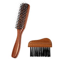 URTHEONE Premium Boar & Nylon Bristle Grooming Set - Sapele Wood Handle Hair & Beard Brush with Cleaning Brush & Folding Scissors